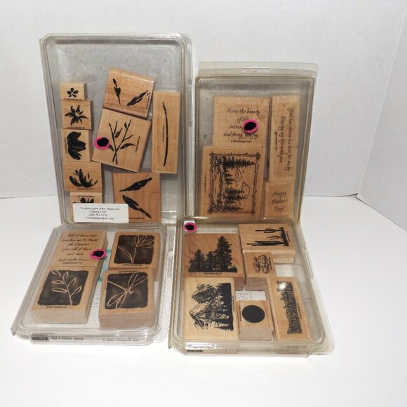 4 Complete Nature Theme Retired Sets Stampin Up Wood Block Mounted Rubber Stamps - Picture 1 of 10